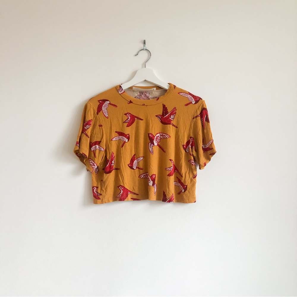 Bird graphic print crop top